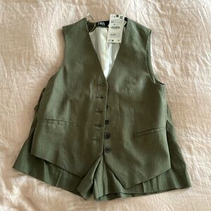 Zara short vest linen set